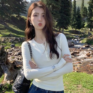 Áo thun lửng tay dài dáng ôm thời trang thu đông cho nữ