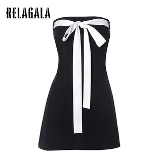 RelaGala Nữ Thời Trang Mới Đơn Giản Gợi Cảm Nơ Hông Quấn Đầm Ngắn