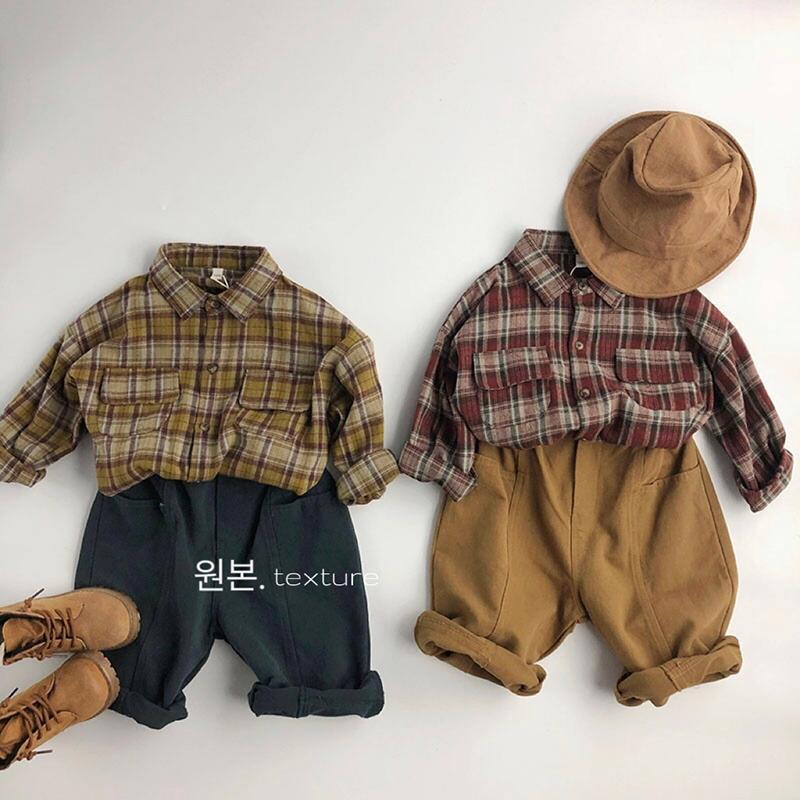 Áo Khoác Sơ Mi Caro Tay Dài Thời Trang Hàn Quốc Cho Bé Trai