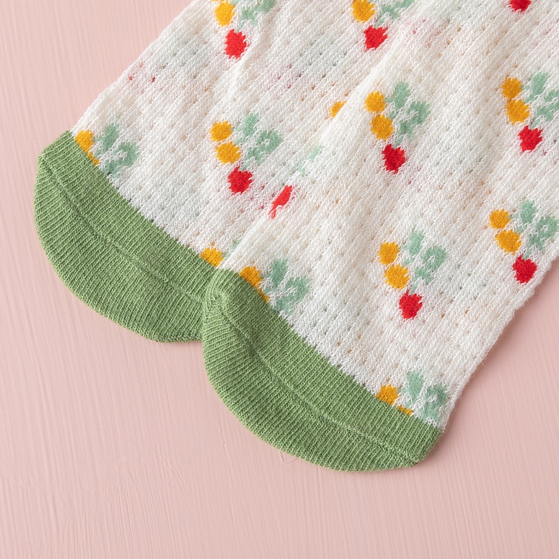 LJMOFA 1 Đôi Tất cotton Dài Mềm Mại Thoải Mái In Hoa Cho Bé Gái 9 Tuổi