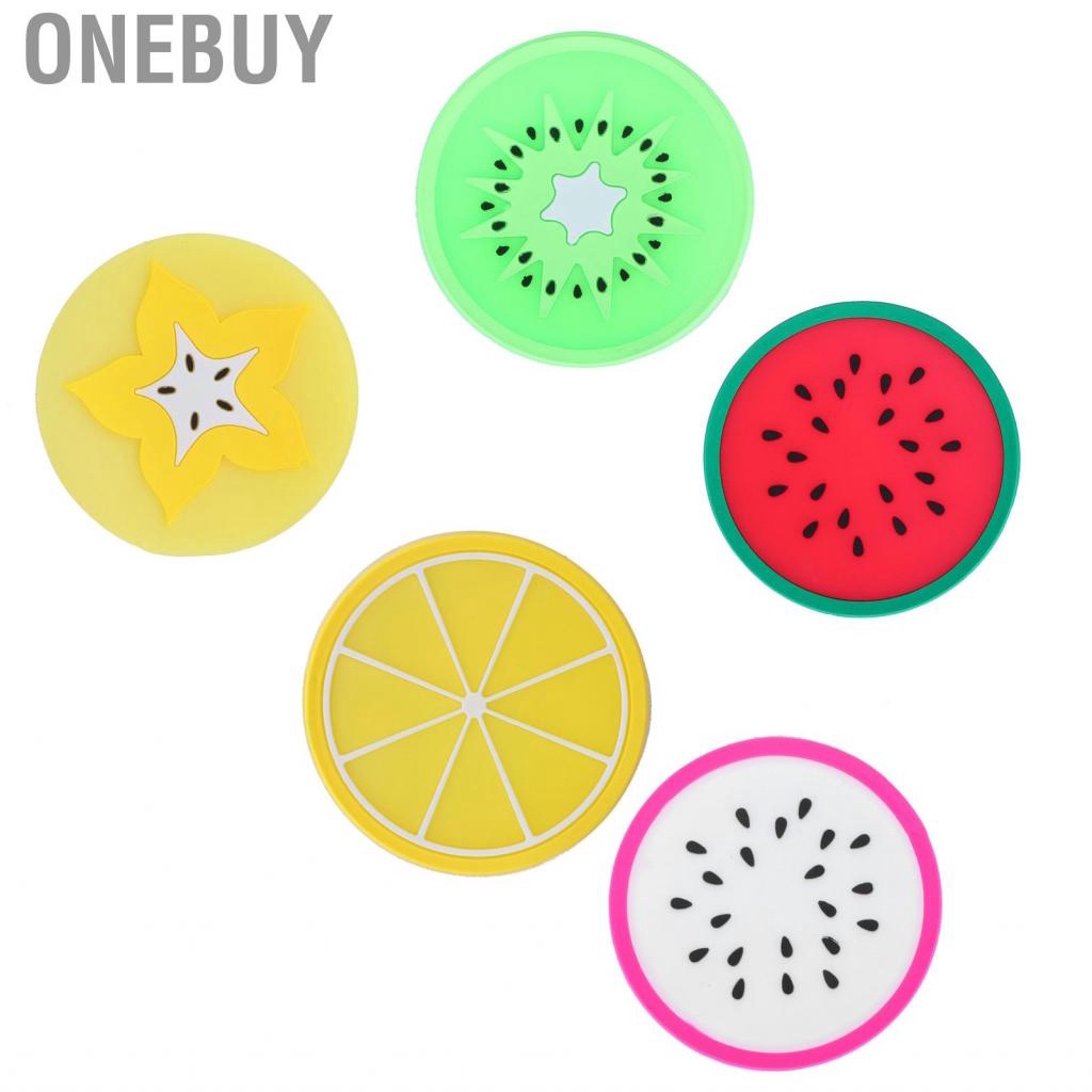 Onebuy Cute Fruit Shape Coaster  Placemat Silicone Cup Drinks Holder Mat Decor