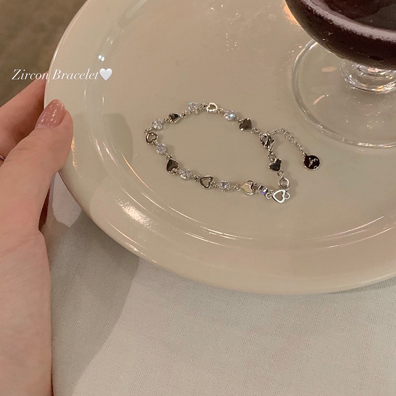 Vòng Tay Màu Bạc Đính Đá zircon Đơn Giản Thời Trang Cho Nữ