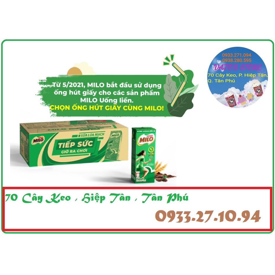 Sữa lúa mạch Nestlé MILO thùng 48 hộp x 180ml. Mua 1 thùng tặng 1 lon milo 240ml