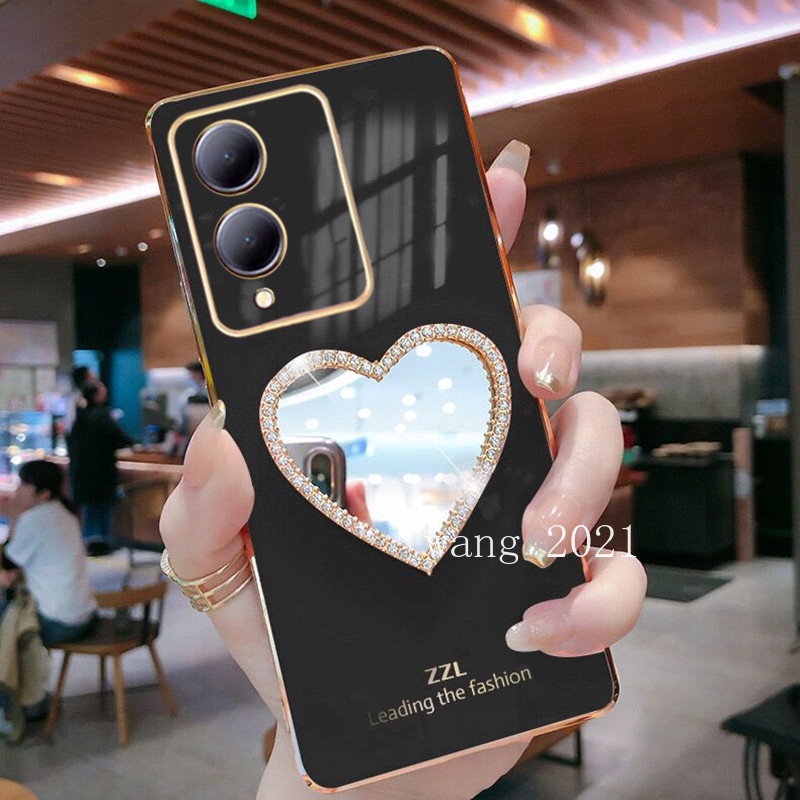 Ốp Điện Thoại Mềm Mạ Điện Tráng Gương Hình Trái Tim Cho vivo y17s 5g 2023 vivoy17s