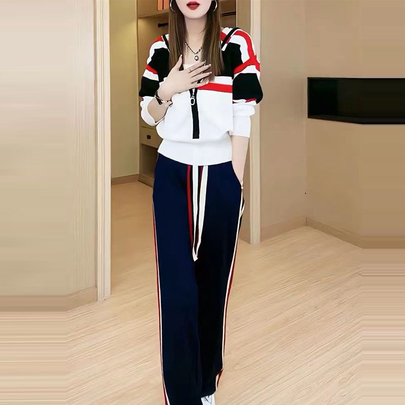 Bộ Đồ Thể Thao Hai Mảnh Áo Khoác cardigan Có Khóa Kéo Và Quần Dài Thời Trang Cao Cấp Mùa Thu Đông Dành Cho Bạn Nữ