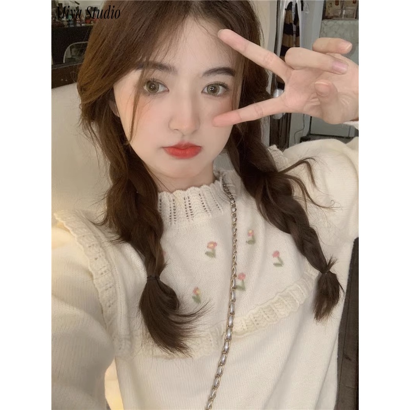 Miya Studio Áo Len áo khoác cardigan Vintage hàn quốc Popular Casual WMY23A00GK 42Z231020