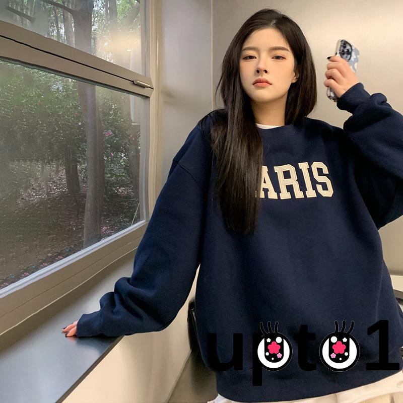 Áo Sweater Tay Dài Cổ Tròn In Chữ Nâng Cao Thời Trang Mùa Đông Cho Nữ
