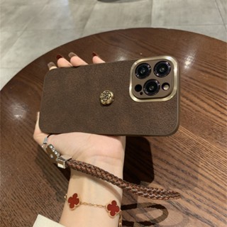 Ốp Điện Thoại Da Cừu Bảo Vệ Camera Chống Sốc Hình Hoa Trà 3d Cho iphone 15 14 pro max 13 12 pro max i11