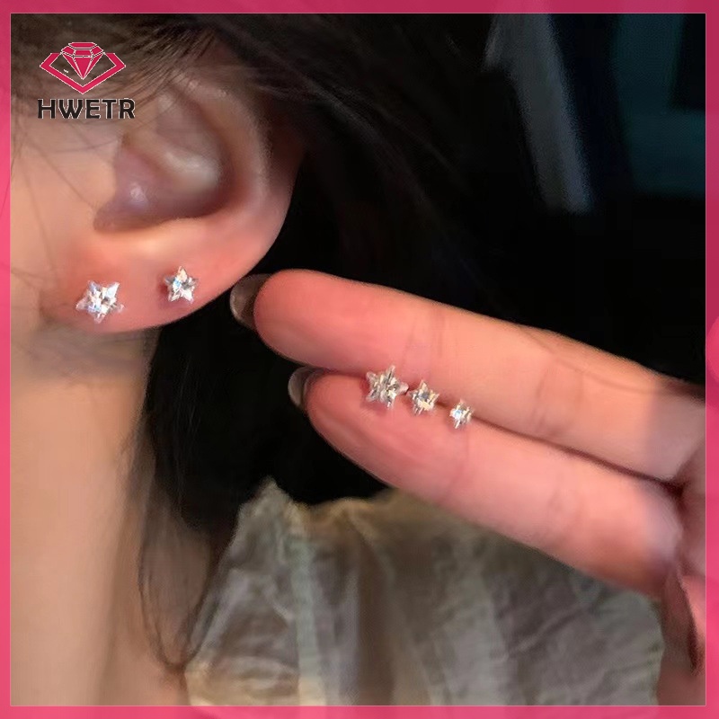 1 Đôi Bông Tai Đính Đá zircon Hình Ngôi Sao Phong Cách Hàn Quốc Dành Cho Nữ Mới