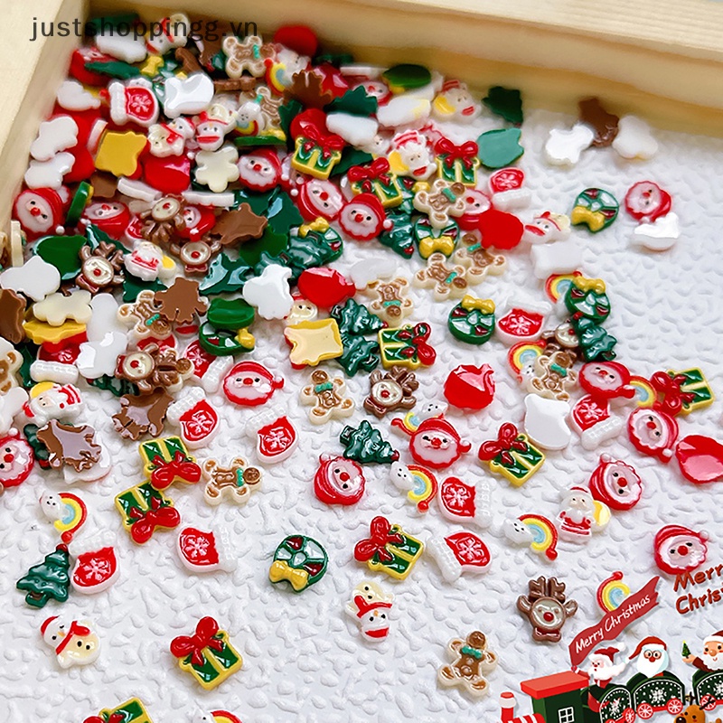 Set 20 Phụ Kiện Trang Trí Móng Tay 3d diy Hình Cây Thông Noel Dễ Thương