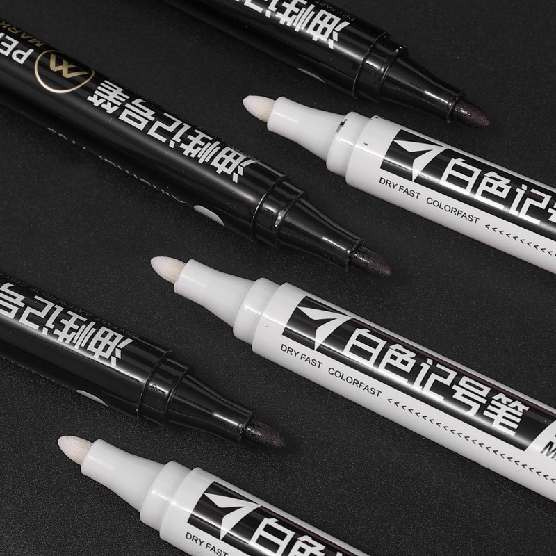 Bút Lông Viết Bảng Bằng Thép Đặc Biệt / Bút Lông Viết Chữ / Bút Lông Vũ Màu Trắng Nhanh Khô Chống Thấm Nước Dung Tích Lớn / Bút Đánh Dấu Dầu Đen diy Dành Cho Học Sinh