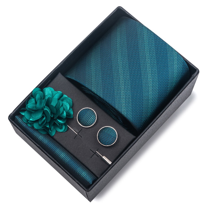 Bộ Cà Vạt + Khuy Măng Sét + Khuy Măng Sét Lịch Lãm Cho Chú Rể