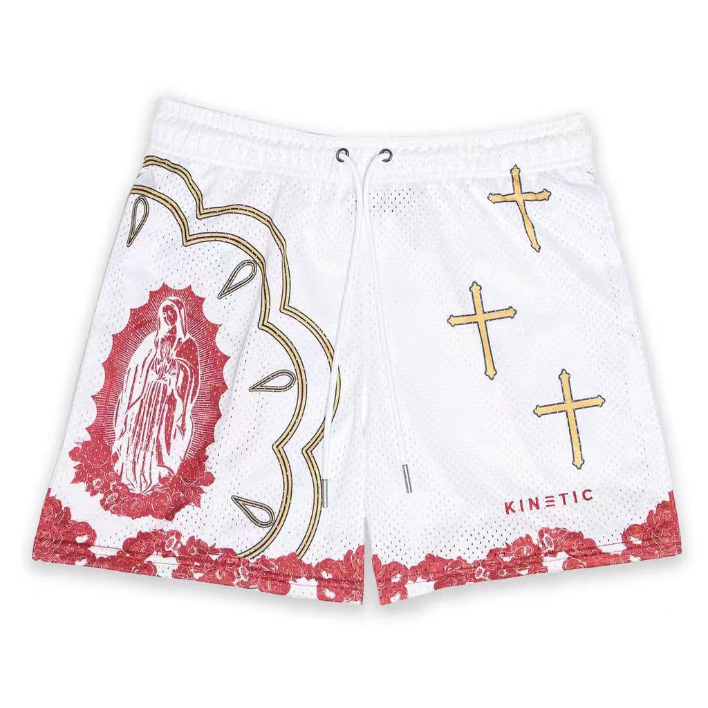 Mới Quần Short Thể Thao Chất Liệu polyester Nhanh Khô Thoáng Khí Thêu Họa Tiết Phong Cách hip hop Cho Nam