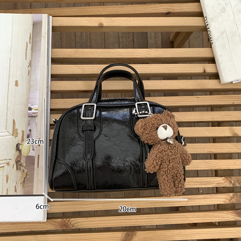 Túi Đeo Chéo Màu Đen Đơn Giản Phong Cách retro Hàn Quốc Cho forever lengrui