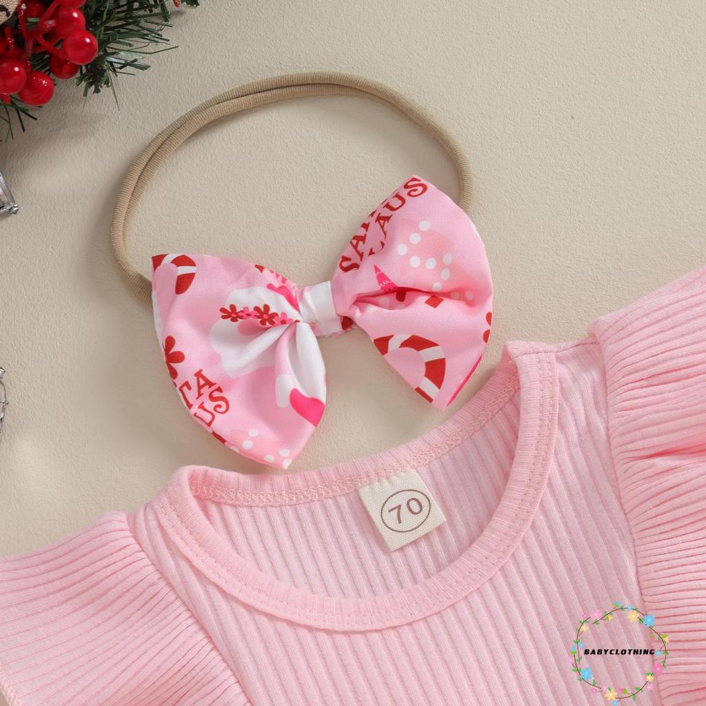 Set 2 Món Đầm Tay Dài + Băng Đô Cài Tóc Phong Cách Giáng Sinh Cho Bé Gái