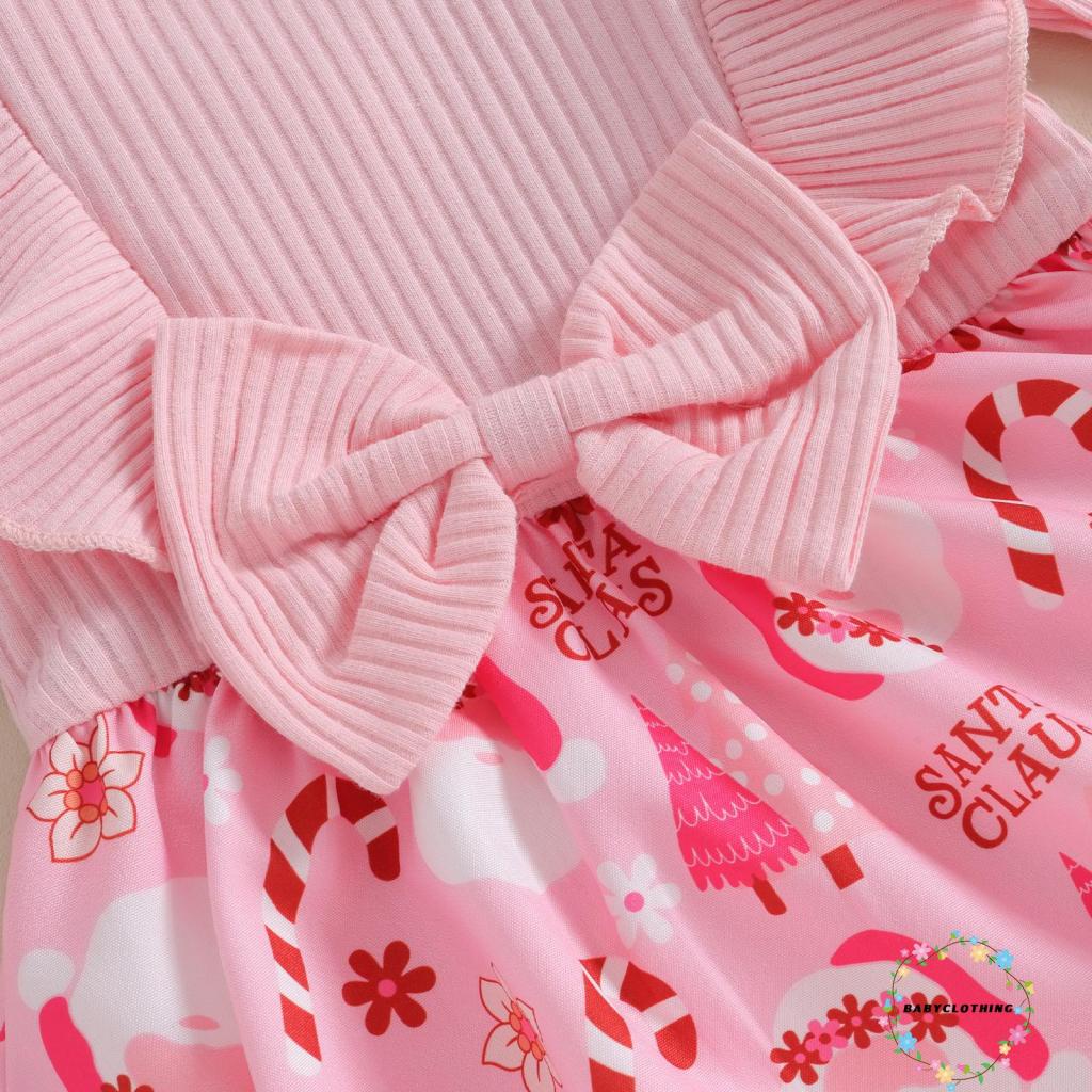 Set 2 Món Đầm Tay Dài + Băng Đô Cài Tóc Phong Cách Giáng Sinh Cho Bé Gái