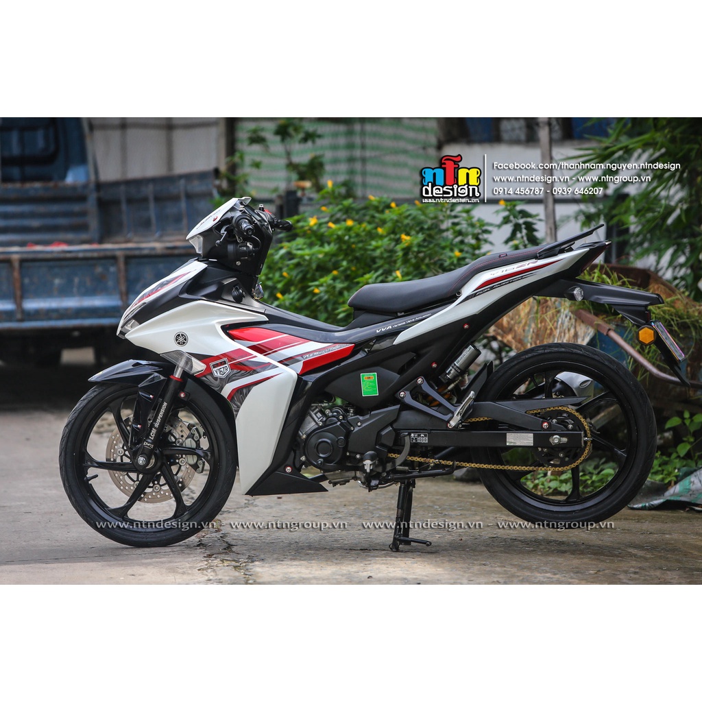 Tem rời Y16ZR cho Exciter 155 trắng đỏ - mẫu hoa văn độc đáo - không bay màu