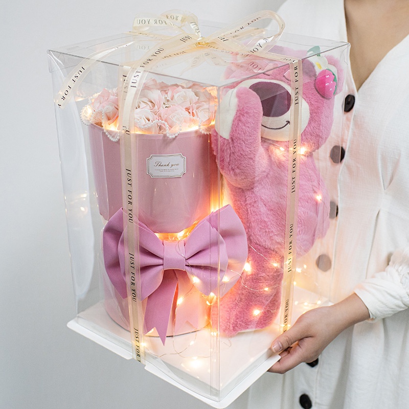 Bó Hoa Hồng Hình Chú Gấu Và Dâu Tây Dễ Thương Dùng Làm Quà Tặng Cho Bạn Gái / Bạn Gái / Bạn Gái