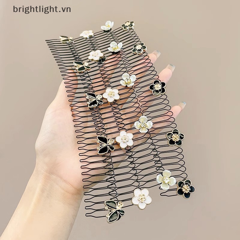 Lược Cài Tóc Nhựa Hình Hoa Đính Ngọc Trai Phong Cách vintage Cho Nữ