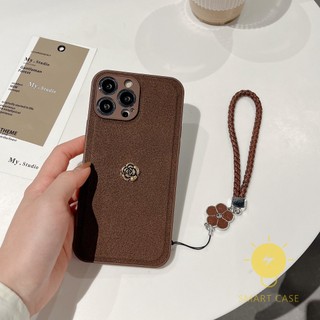 Case For iPhone 11 Pro Max [Camellia Brown Strap Simple] Phone Case For iPhone 15 Pro Max 14 Pro Max 13 12 11 Aesthetic Ins Newest Fashion Korean Style Retro Classic Cute Cartoon Couple Shockproof Protective TPU Cover Shell