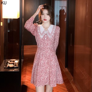 Hàng Mới Về Đầm chiffon Dài Tay In Hoa Phong Cách Pháp Thời Trang Cho Nữ 2023