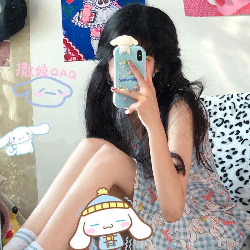 Feimoer Đầm Ngủ Sát Nách Cổ Tròn Dáng Rộng Vải Mỏng Thời Trang Mùa Hè Xinh Xắn Cho Nữ