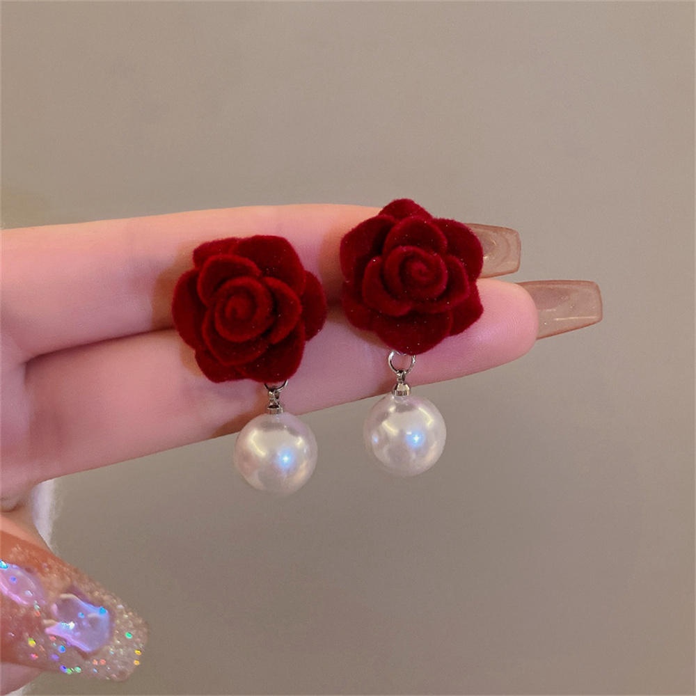 Bông Tai Tua Rua Đính Ngọc Trai Nhân Tạo Thời Trang Cho Nữ