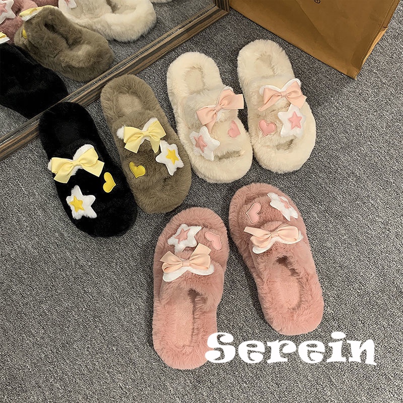 Serein  dép lông dép bông Đế Dày dép quai hậu đế cao 2023 hot trend Chống trơn trượt Điểm nhấn Kiểu dáng độc đáo Đế linh hoạt FMR23B0414 44Z231103