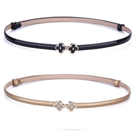 Thắt lưng da nữ bản nhỏ khoá hoa thời trang- phong cách Hàn Quốc