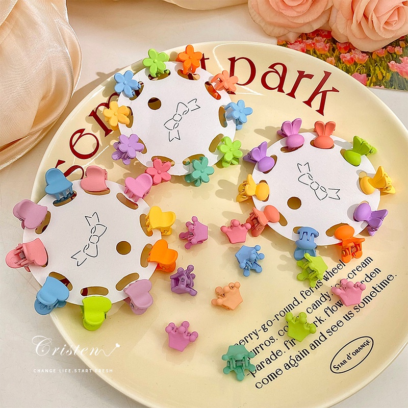 Set 10 Kẹp Tóc Nhỏ Hình Thỏ Và Hoa Nhiều Màu Sắc Dễ Thương Phong Cách Hàn Quốc Cho Bé Gái