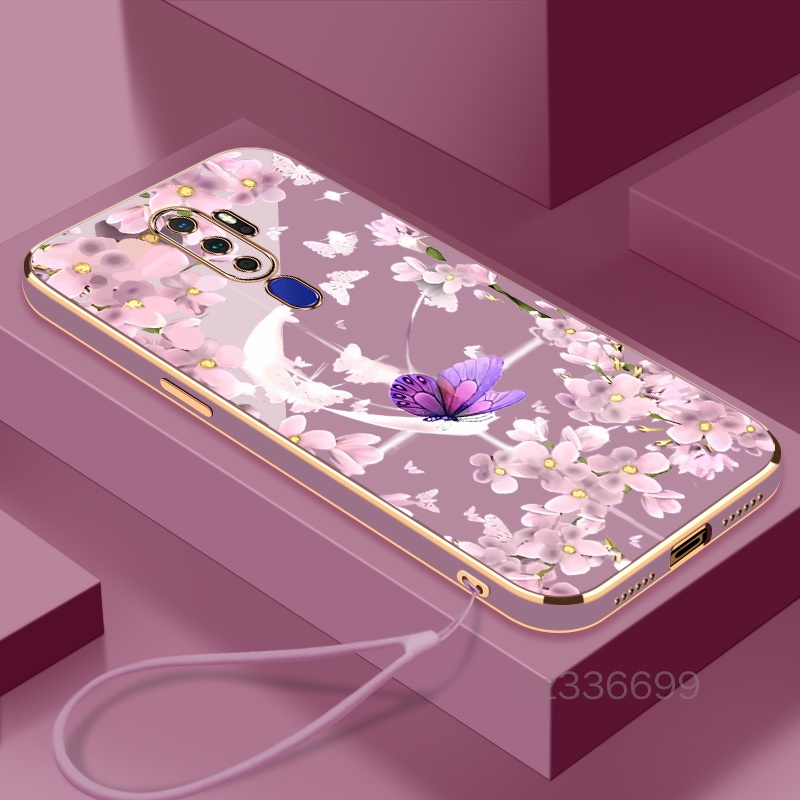 Ốp Điện Thoại Silicon Hình Hoa Anh Đào Kèm Dây Đeo Cho oppo a9 2020 a5 2020 oppo a31 a8 oppo f11 a9 