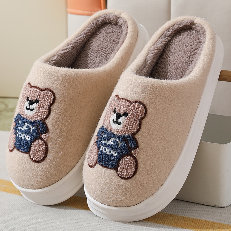 😜Dép Bông Đi Trong Nhà Mùa Đông Chất Liệu cotton Dày Dặn Chống Trượt Họa Tiết Hoạt Hình