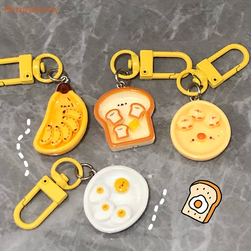 Móc Khóa Trang Trí Ba Lô / Túi Xách Hình Bánh Mì Trứng / Quả Chuối Hoạt Hình Sáng Tạo Dễ Thương