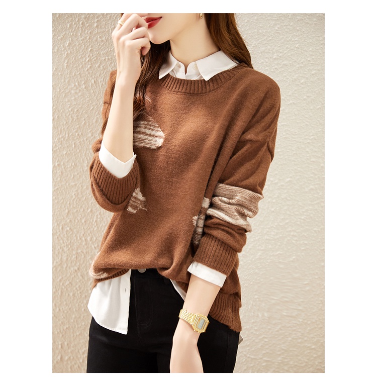 Thời Trang Áo sweater Dệt Kim Tay Dài Phong Cách Phương Tây Thời Trang Thu Đông 2023 Cho Nữ