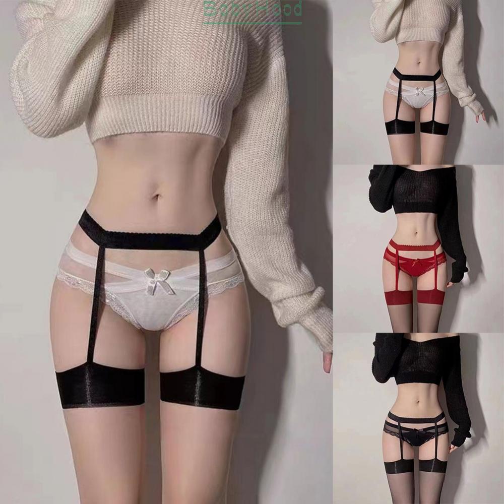 Women's Transparent Stocking Thigh Highs Sexy Suspender Pantyhose Black/Red/Skin#BBHOOD
