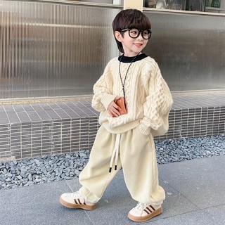 Áo len bé trai phong cách mới thu đông dày đẹp trai top trẻ em mùa đông áo chui đầu áo len bé trai áo len