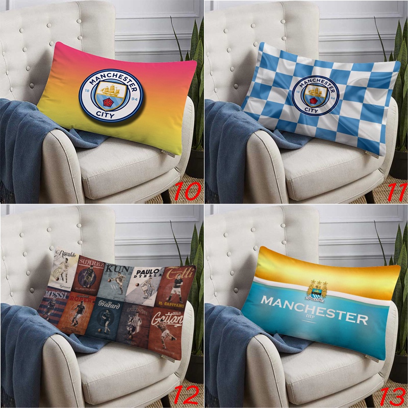 Vỏ Gối polyester In Hình logo Câu Lạc Bộ Bóng Đá manchester city Một Mặt Trang Trí Nhà Cửa