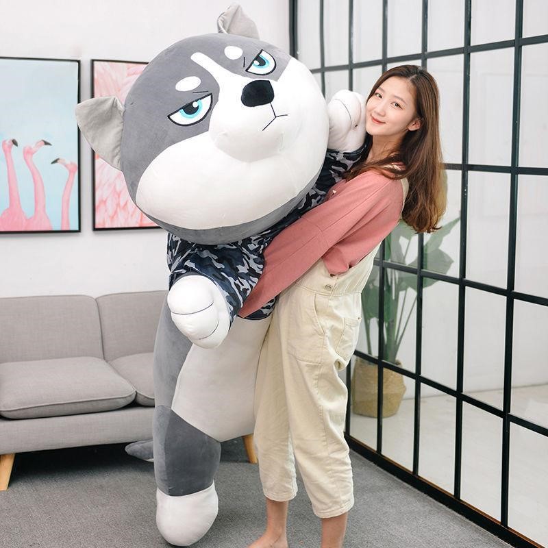 XảHàng Chó, Mèo Husky Bông Siêu To Khổng Lồ - Chất Liệu Lông Nhung Mềm Mịn Co Dãn 4 Chiều - Gấu Bông Chó Husky TặngQuà