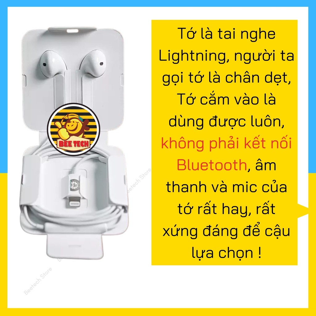 Tai nghe chân 3.5mm( tròn) và chân Lighning (Chân dẹt) chính hãng cho các loại điện thoại