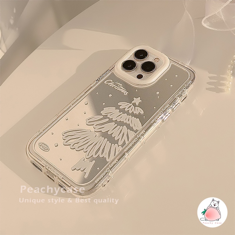 Ốp Điện Thoại Tpu Gắn Gương Trang Điểm Hình Cây Thông Giáng Sinh Cho iphone 15 plus 14 13 12 11 pro max xr xs x