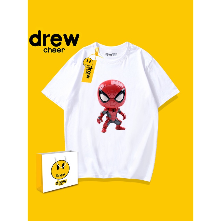 Áo Thun cotton Cổ Tròn Ngắn Tay In Hình Người Nhện marvel Thời Trang Mùa Hè