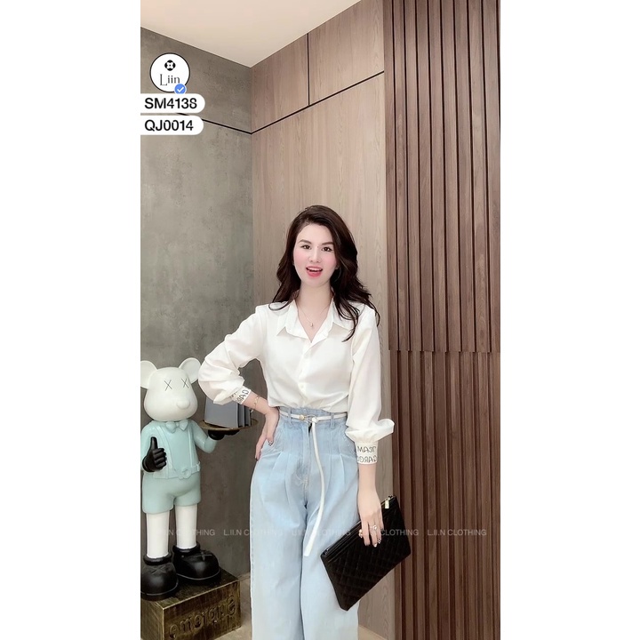 Quần bò jean ống suông màu xanh sáng chất mềm phong cách trẻ trung Liin Clothing QJ0014