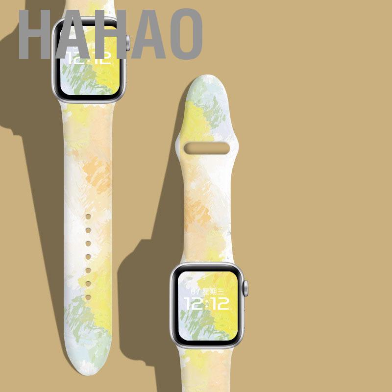 Hahao Floral Printed Smartwatch Band Replacement Soft Silicone Sport Watch Strap for Iwatch 7 Series
