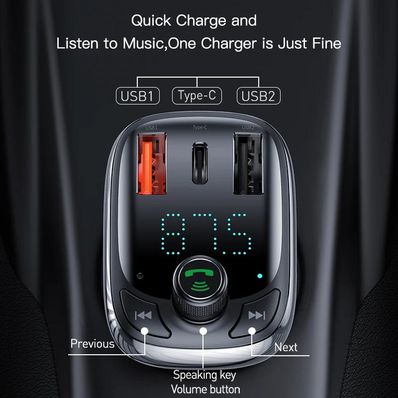 Baseus Thiết Bị Sạc Nhanh 4.0 Trên Xe Hơi Cho Điện Thoại / Máy Phát bluetooth / mp3 / Máy Nghe Nhạc mp3 / Sạc Nhanh Cổng usb Kép