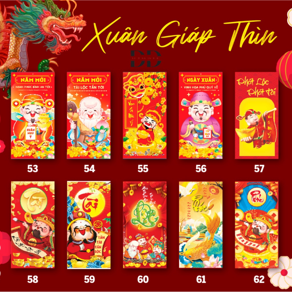 Lì Xì Truyền Thống Tết 2024 - Lì Xì Tân Niên 2024 Độc Đáo bách hoá đô