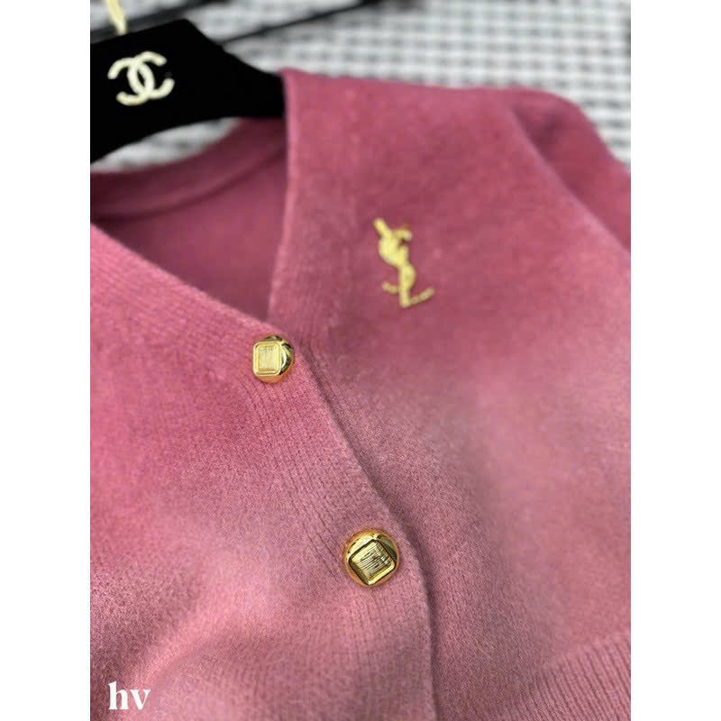 Áo len hồng loang. áo khoác len loang tag y  nữ