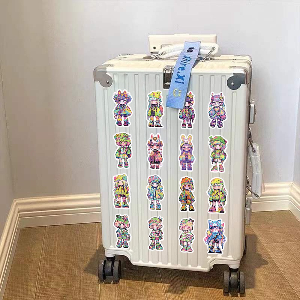 Bộ 60 Miếng Dán Trang Trí Mũ Bảo Hiểm / Bút Chì Họa Tiết graffiti Dễ Thương