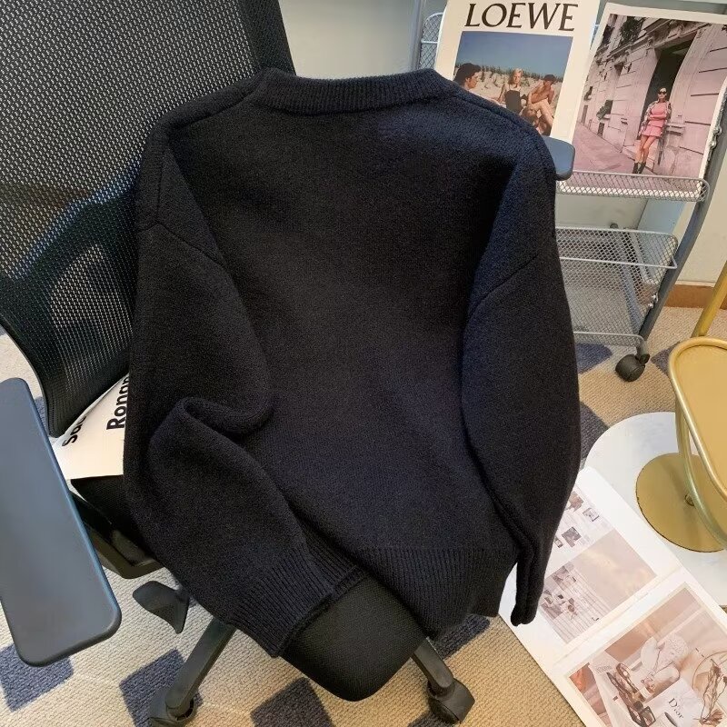 Áo sweater Tay Dài Cổ Tròn Dáng Rộng Thêu Họa Tiết Thời Trang Chất Lượng Cao Cho Nam Nữ