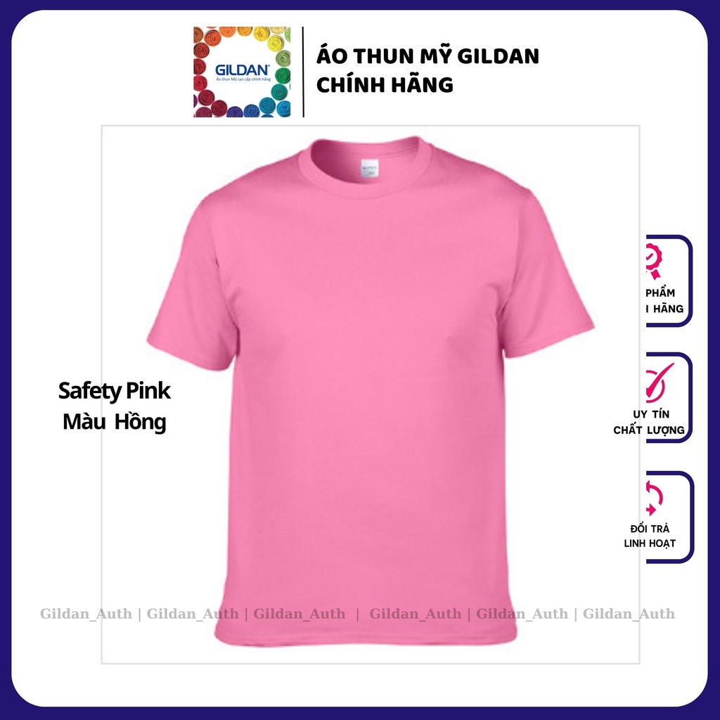[Safety pink - Màu Hồng] Áo thun Gildan cao cấp form rộng oversize Basic Tee cotton 100% mềm mịn mát| gildan_auth