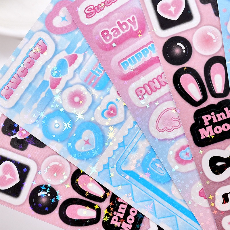 Miếng Dán Trang Trí Sổ Tay Hình Vuông Nhỏ Bằng Nhung Màu laser Phong Cách Hàn Quốc Độc Đáo diy ss903